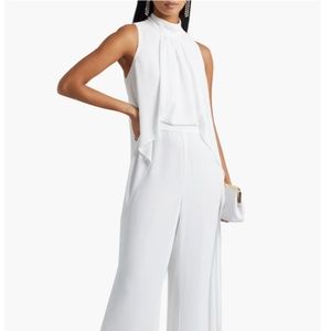 NWT New Halston White Alice cape  draped jumpsuit wedding bridal Size 4